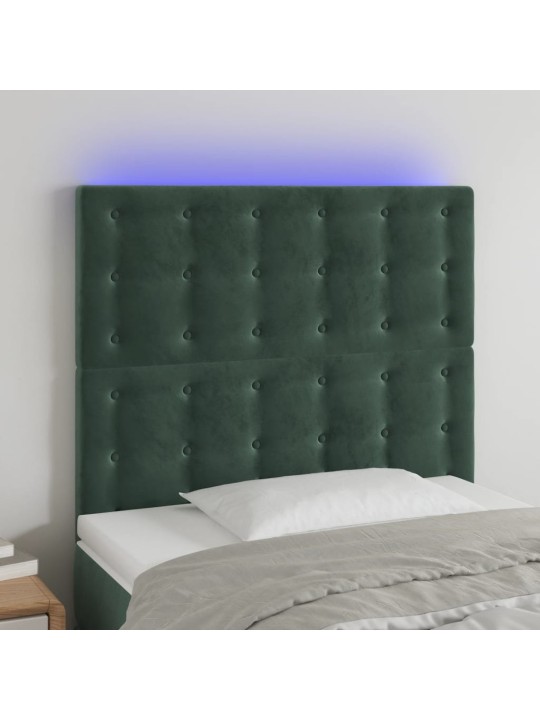 LED-voodipeats, tumeroheline, 80x5x118/128 cm, samet