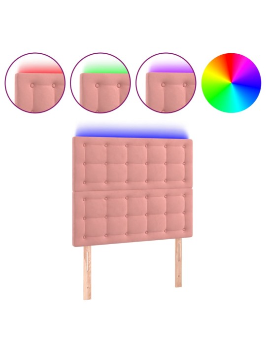 Led-voodipeats, roosa, 80x5x118/128 cm, samet