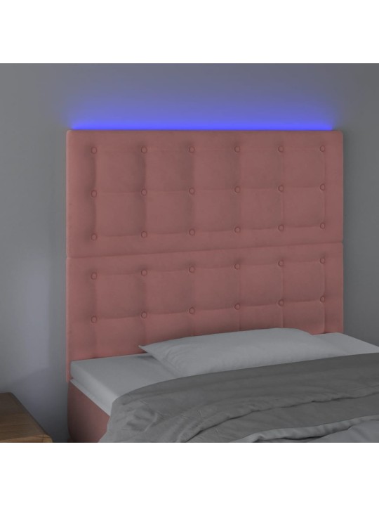 Led-voodipeats, roosa, 80x5x118/128 cm, samet