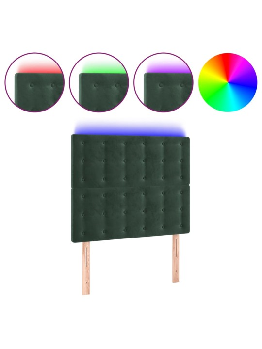 LED-voodipeats, tumeroheline, 100x5x118/128 cm, samet