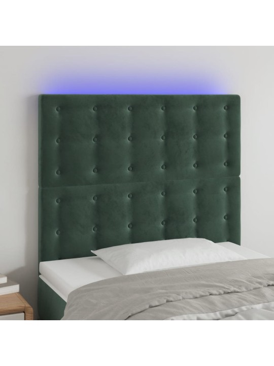 LED-voodipeats, tumeroheline, 100x5x118/128 cm, samet
