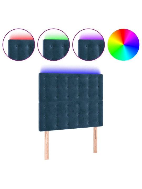 LED-voodipeats, tumesinine, 100x5x118/128 cm, samet