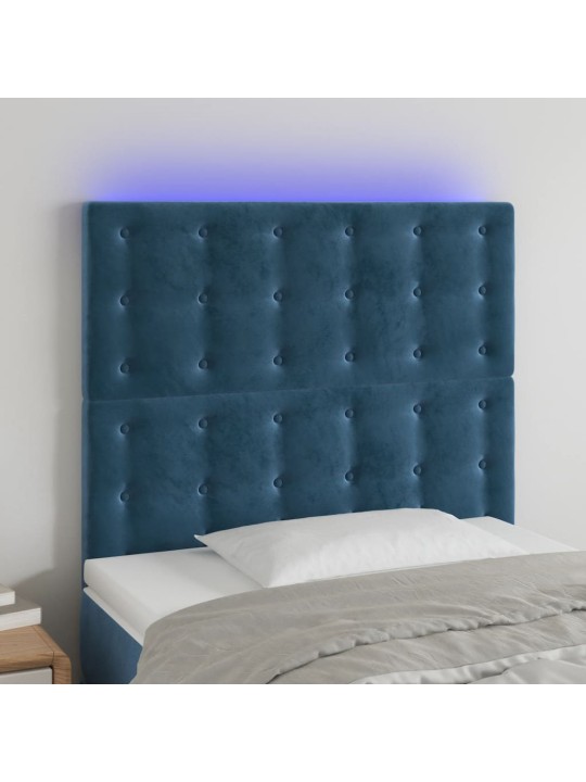 LED-voodipeats, tumesinine, 100x5x118/128 cm, samet