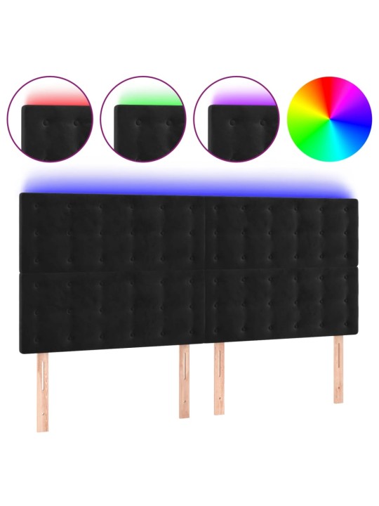 LED-voodipeats, must, 160x5x118/128 cm, samet