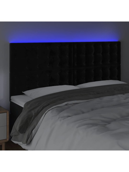 LED-voodipeats, must, 160x5x118/128 cm, samet