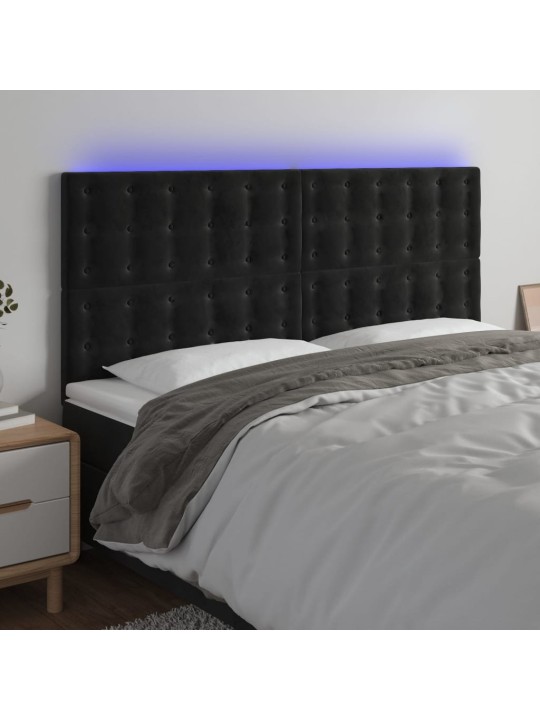 LED-voodipeats, must, 160x5x118/128 cm, samet