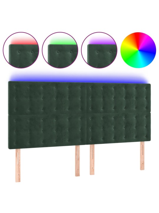 LED-voodipeats, tumeroheline, 160x5x118/128 cm, samet