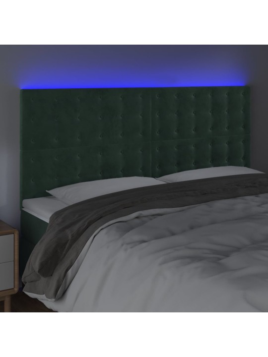 LED-voodipeats, tumeroheline, 160x5x118/128 cm, samet
