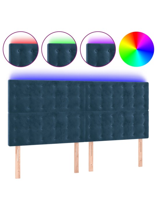 LED-voodipeats, tumesinine, 160x5x118/128 cm, samet