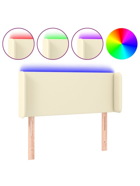 LED-voodipeats, kreemjas, 83x16x78/88 cm, kunstnahk