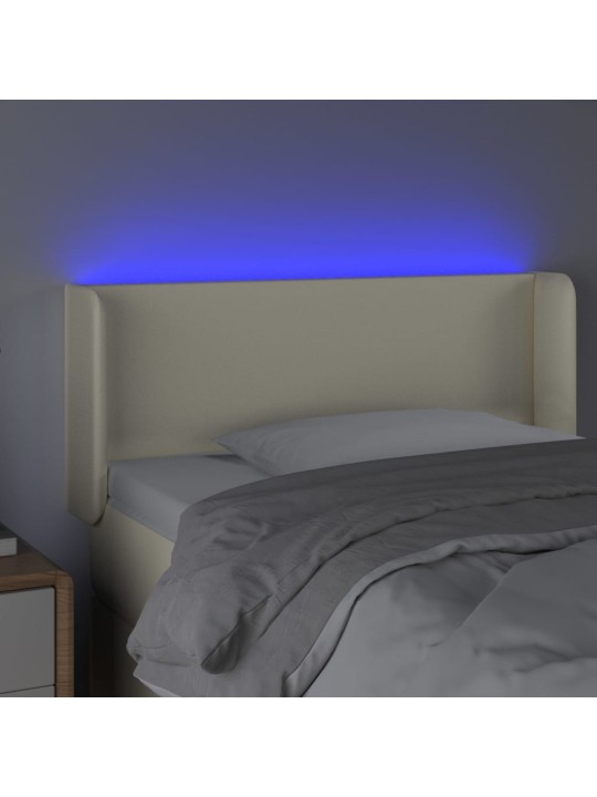 LED-voodipeats, kreemjas, 83x16x78/88 cm, kunstnahk