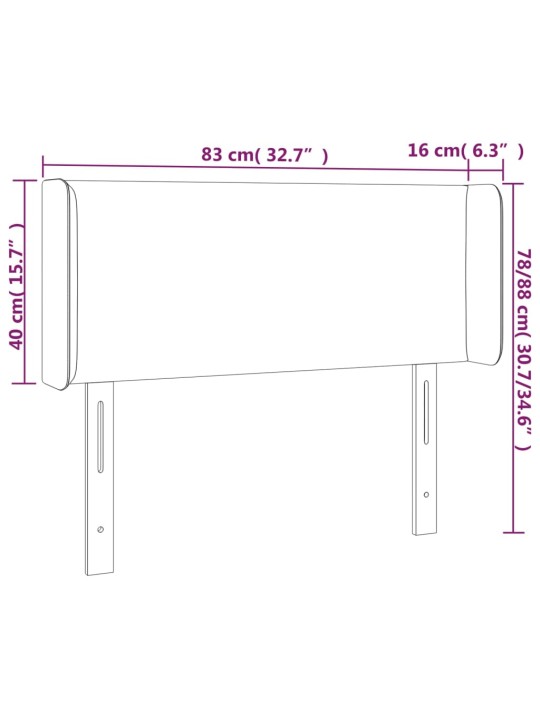 LED-voodipeats, kreemjas, 83x16x78/88 cm, kunstnahk