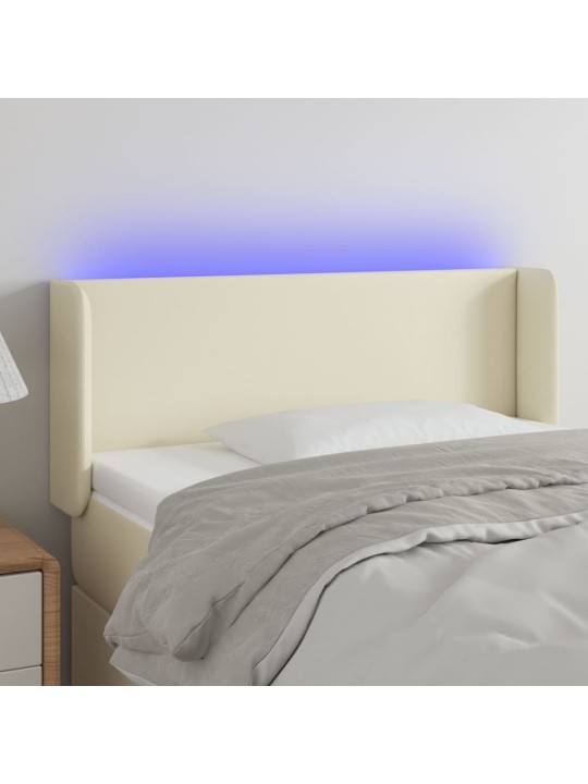 LED-voodipeats, kreemjas, 83x16x78/88 cm, kunstnahk