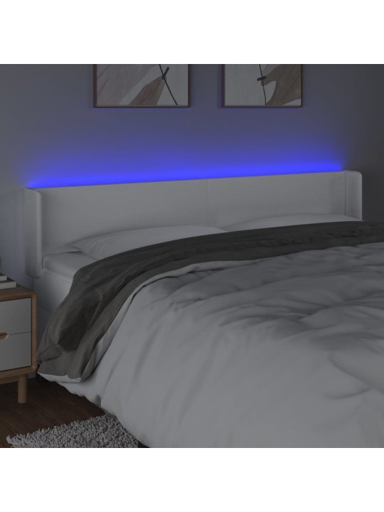 LED-voodipeats, valge, 183x16x78/88 cm, kunstnahk