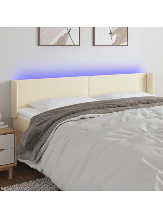 LED-voodipeats, kreemjas, 203x16x78/88 cm, kunstnahk