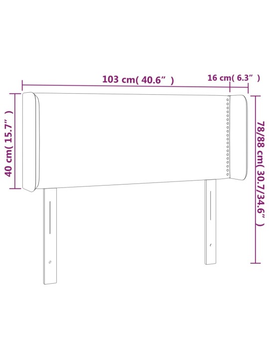 LED-voodipeats, helehall, 103x16x78/88 cm, kangas