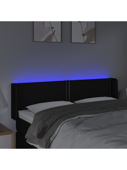 Led-voodipeats, must, 147x16x78/88 cm, kangas