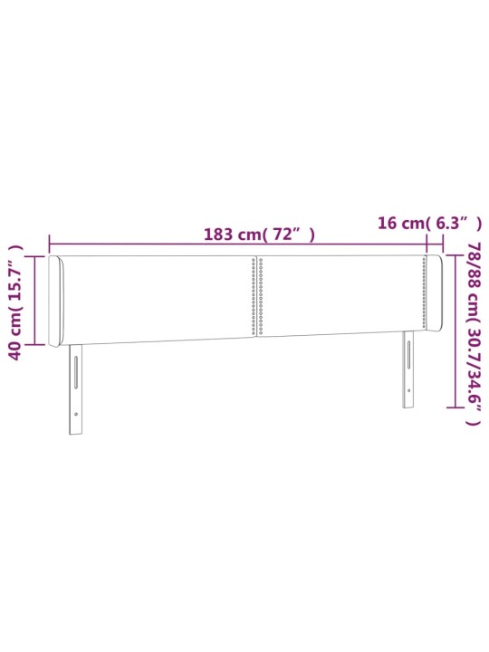 Led-voodipeats, must, 183x16x78/88 cm, kangas