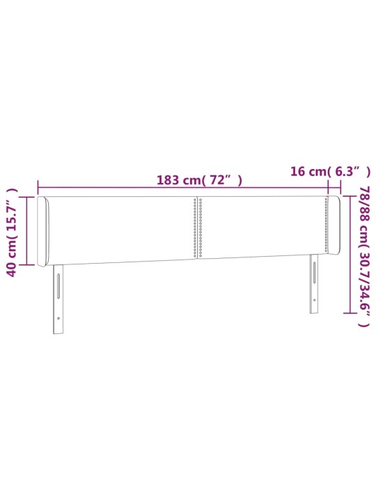 LED-voodipeats, sinine, 183x16x78/88 cm, kangas