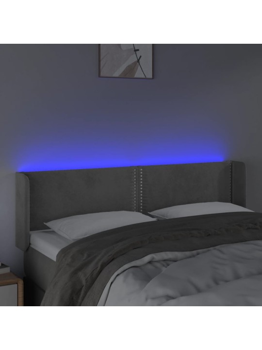 LED-voodipeats, helehall, 147x16x78/88 cm, samet