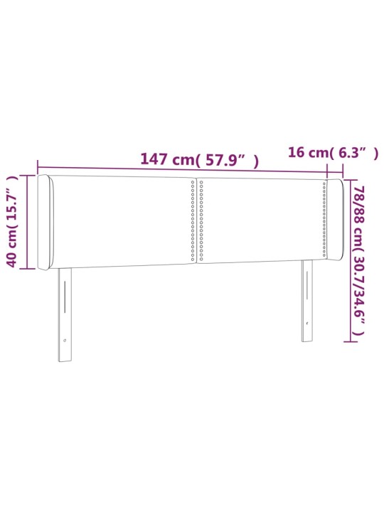 LED-voodipeats, tumeroheline, 147x16x78/88 cm, samet