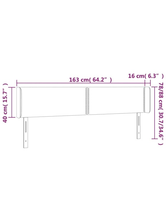 LED-voodipeats, tumehall, 163x16x78/88 cm, samet