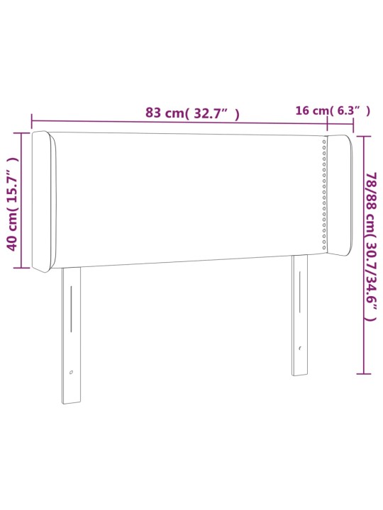 Led-voodipeats, hall, 83x16x78/88 cm, kunstnahk