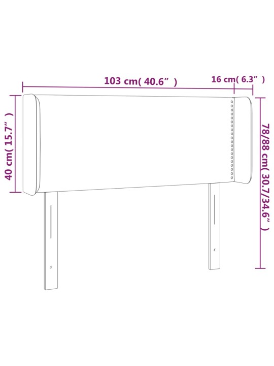 LED-voodipeats, must, 103x16x78/88 cm, kunstnahk