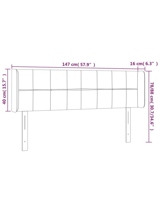 LED-voodipeats, tumehall, 147x16x78/88 cm, kangas