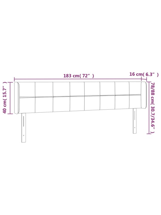 LED-voodipeats, must, 183x16x78/88 cm, kangas