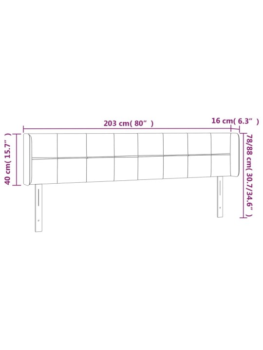 LED-voodipeats, must, 203x16x78/88 cm, kangas