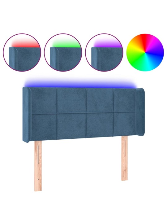 LED-voodipeats, tumesinine, 93x16x78/88 cm, samet