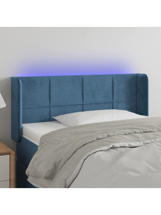 LED-voodipeats, tumesinine, 93x16x78/88 cm, samet