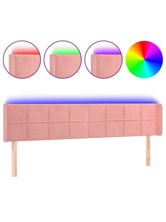 LED-voodipeats, roosa, 183x16x78/88 cm, samet
