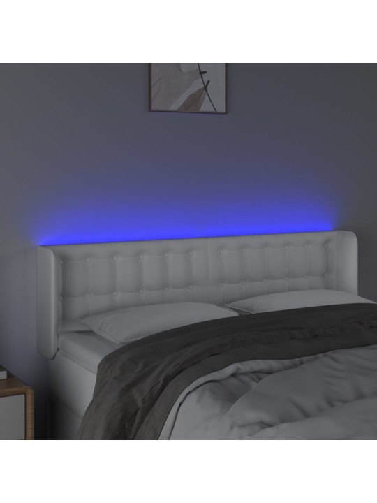LED-voodipeats, valge, 147x16x78/88 cm, kunstnahk