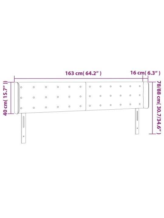 Led-voodipeats, must, 163x16x78/88 cm, kunstnahk