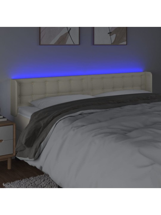 LED-voodipeats, kreemjas, 163x16x78/88 cm, kunstnahk