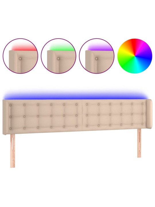 Led-voodipeats cappuccino 163x16x78/88 cm kunstnahk