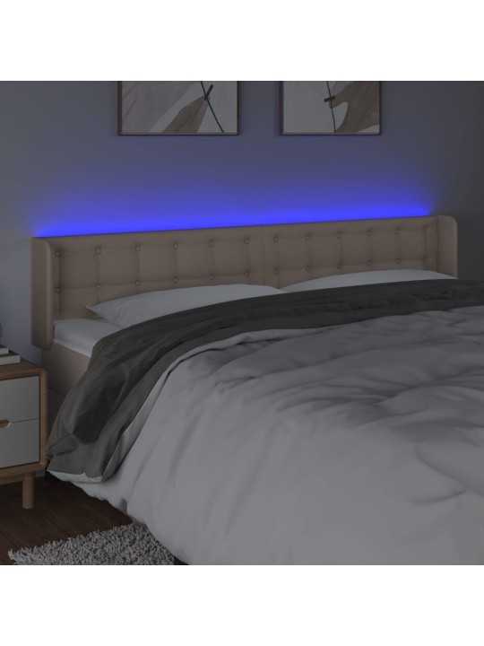 Led-voodipeats cappuccino 163x16x78/88 cm kunstnahk