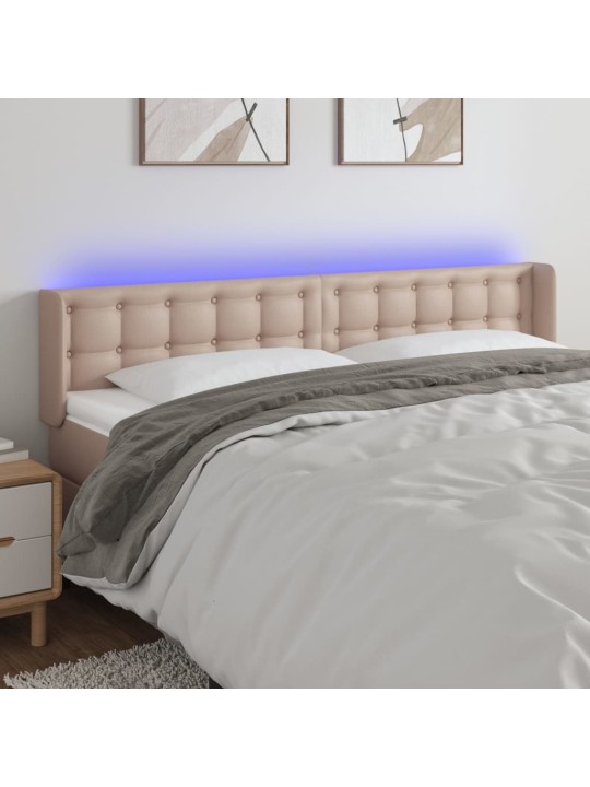 Led-voodipeats cappuccino 163x16x78/88 cm kunstnahk