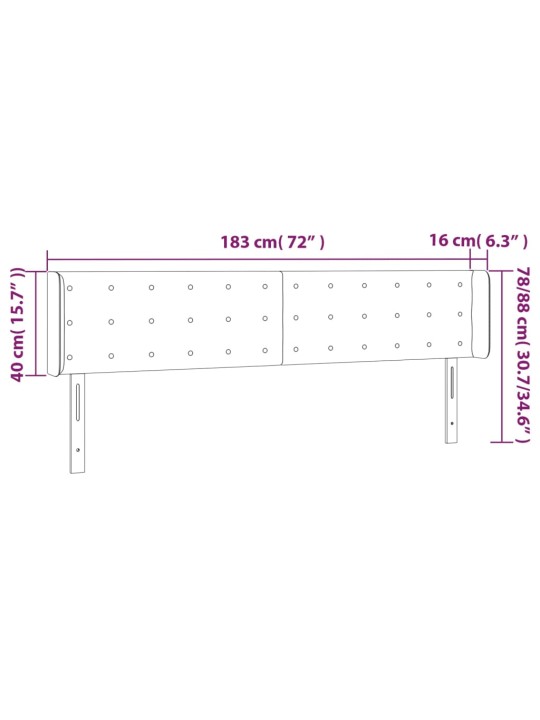 Led-voodipeats, must, 183x16x78/88 cm, kunstnahk