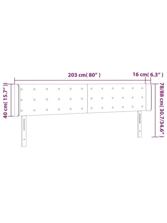 LED-voodipeats, valge, 203x16x78/88 cm, kunstnahk