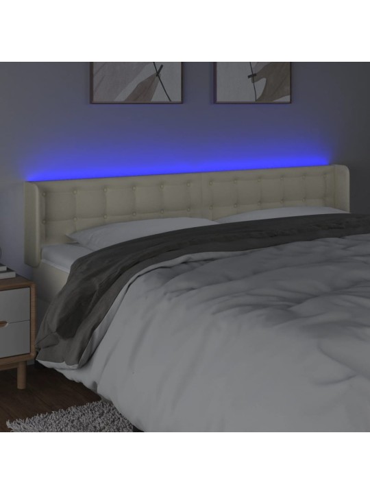 LED-voodipeats, kreemjas, 203x16x78/88 cm, kunstnahk