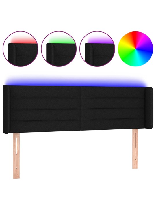 Led-voodipeats, must, 147x16x78/88 cm, kangas
