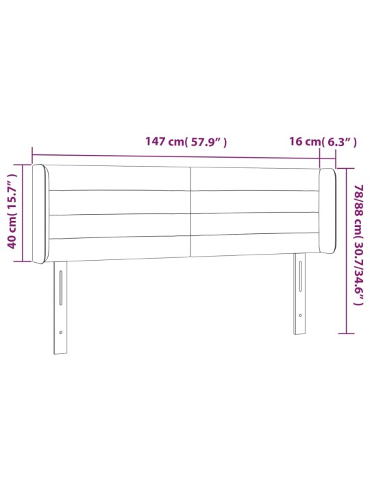Led-voodipeats, must, 147x16x78/88 cm, kangas