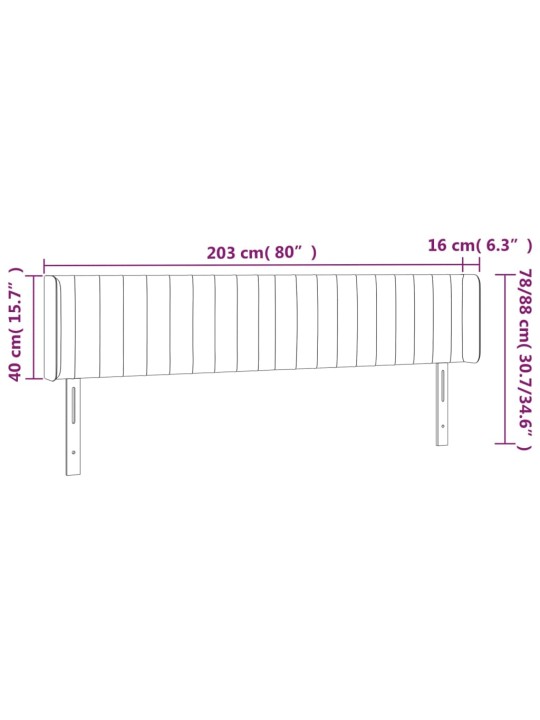 LED-voodipeats, must, 203x16x78/88 cm, kangas