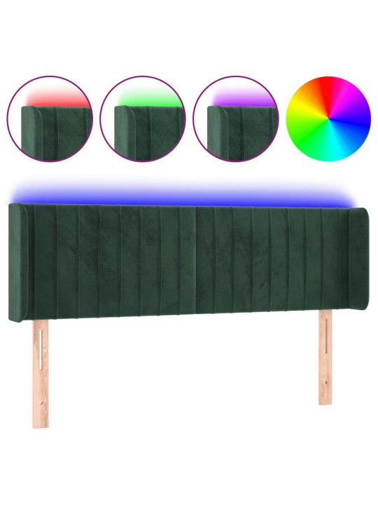LED-voodipeats, tumeroheline, 147x16x78/88 cm, samet