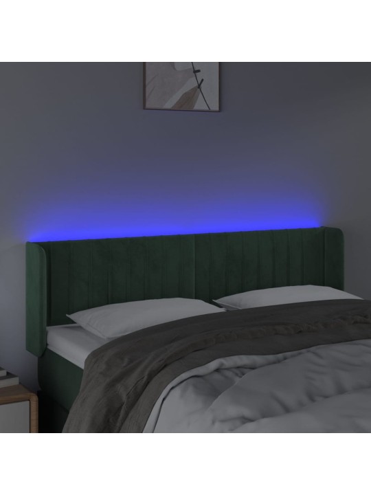 LED-voodipeats, tumeroheline, 147x16x78/88 cm, samet