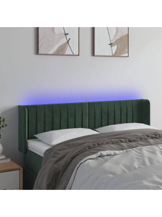 LED-voodipeats, tumeroheline, 147x16x78/88 cm, samet