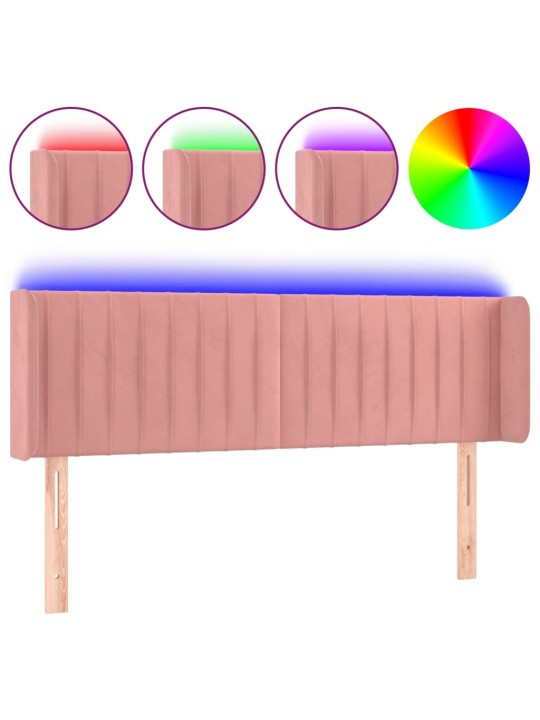 LED-voodipeats, roosa, 147x16x78/88 cm, samet